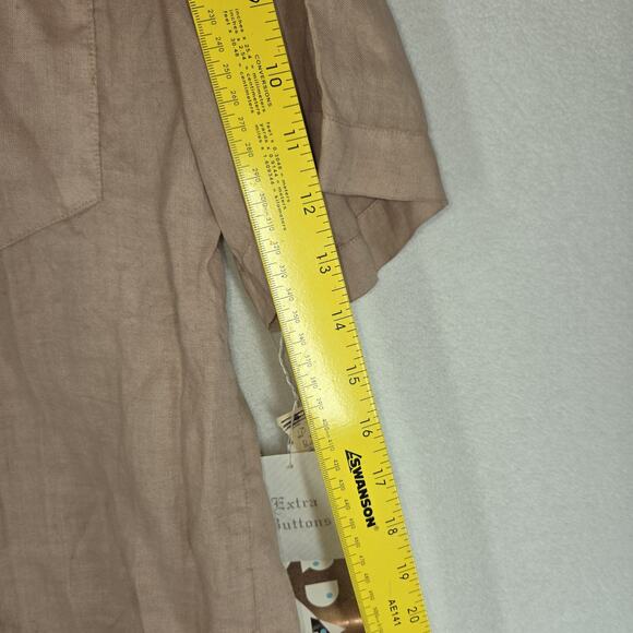 Vintage Jordan Shirt Mens Size XL Linen Beige Summer Button Up Short Sleeve NWT - Picture 4 of 14